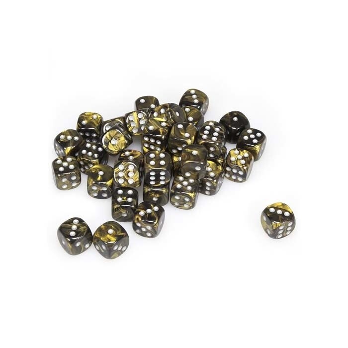 Chessex: 12mm D6 - Leaf - Black-Gold w/ Silver