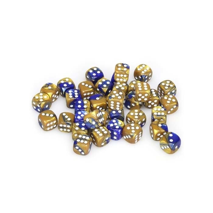 Chessex: 12mm D6 - Gemini - Blue-Gold w/ White