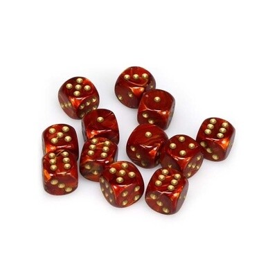 Chessex: 16mm D6 - Scarab - Scarlet w/ Gold
