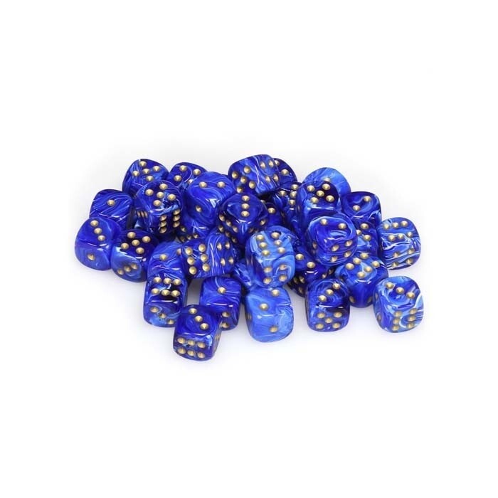 Chessex: 12mm D6 - Vortex - Blue w/ Gold