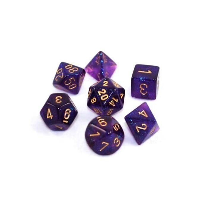 Chessex: Poly 7 Set - Borealis - Royal Purple w/ Gold