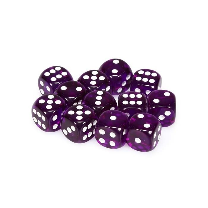 Chessex: 16mm D6 - Translucent - Purple w/ White