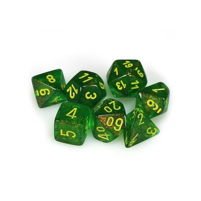 Chessex: Poly 7 Set - Borealis - Maple Green w/ Yellow