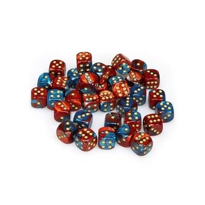 Chessex: 12mm D6 - Gemini - Red-Teal w/ Gold