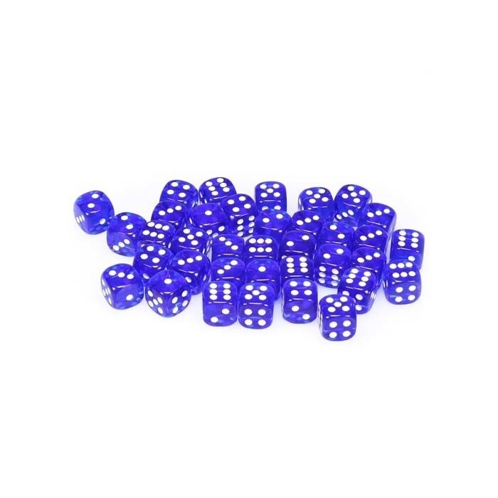 Chessex: 12mm D6 - Translucent - Blue w/ White