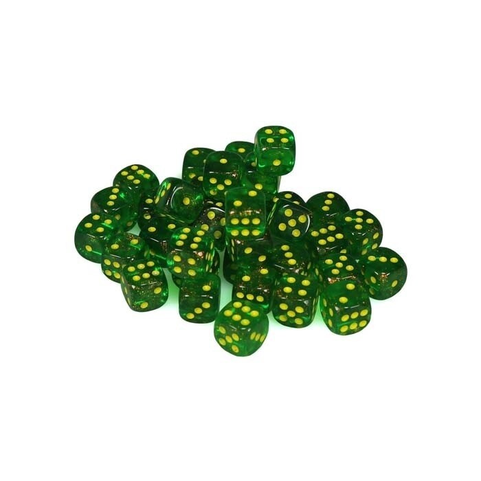 Chessex: 12mm D6 - Borealis - Maple Green w/ Yellow