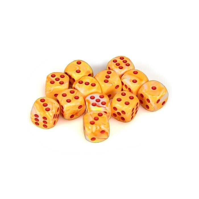 Chessex: 16mm D6 - Festive - Sunburst w/ Red