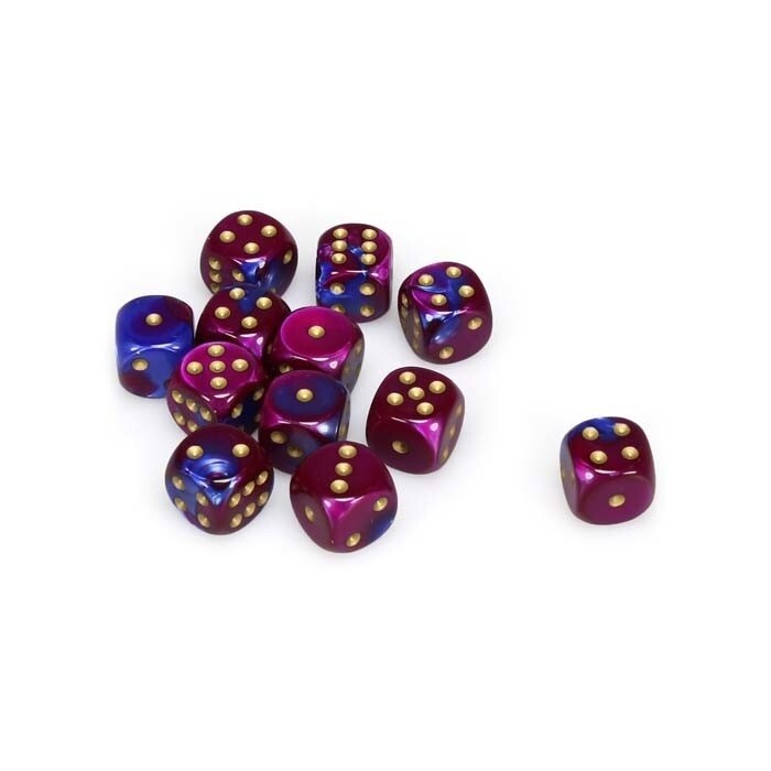 Chessex: 16mm D6 - Gemini - Blue-Purple w/ Gold