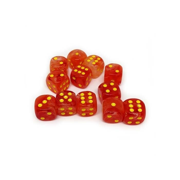 Chessex: 16mm D6 - Ghostly Glow - Orange w/ Yellow