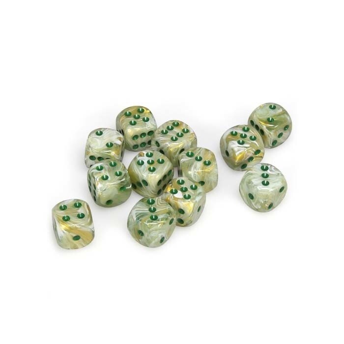 Chessex: 16mm D6 - Marble - Green w/ Dark Green