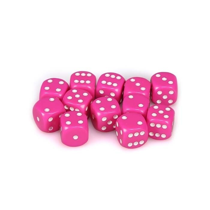 Chessex: 16mm D6 - Opaque - Pink w/ White