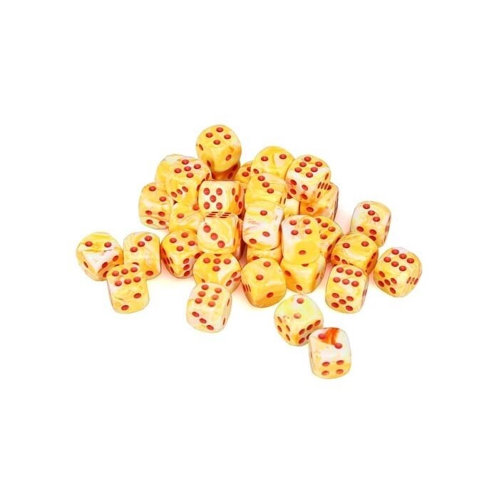 Chessex: 12mm D6 - Festive - Sunburst w/ Red