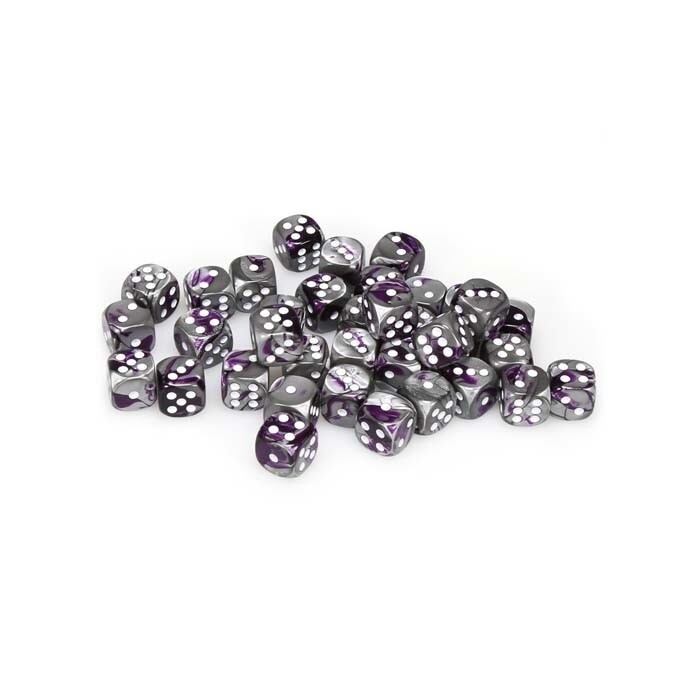 Chessex: 12mm D6 - Gemini - Purple-Steel w/ White