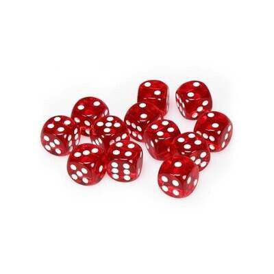 Chessex: 16mm D6 - Translucent - Red w/ White