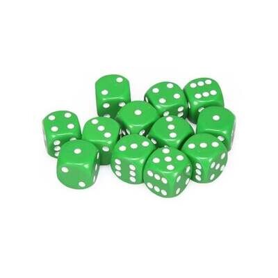 Chessex: 16mm D6 - Opaque - Green w/ White