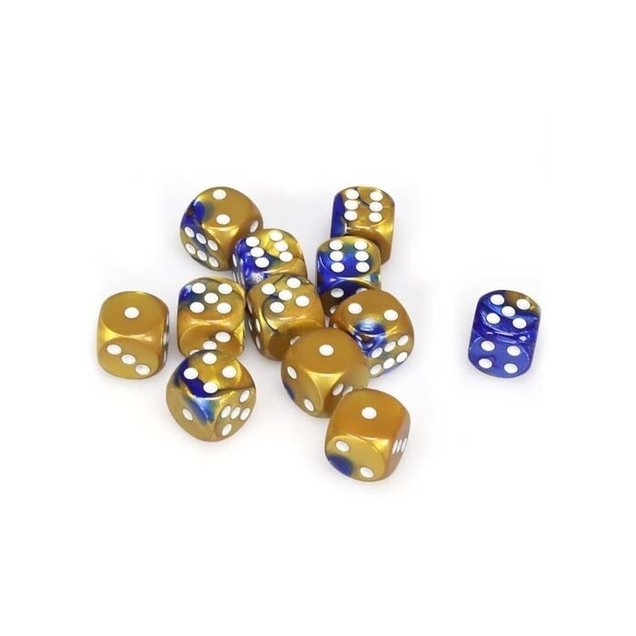 Chessex: 16mm D6 - Gemini - Blue-Gold w/ White