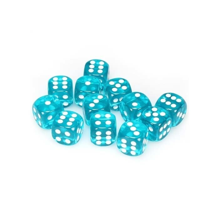 Chessex: 16mm D6 - Translucent - Teal w/ White