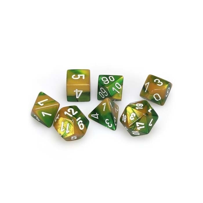 Chessex: Poly 7 Set - Gemini - Gold-Green w/ White