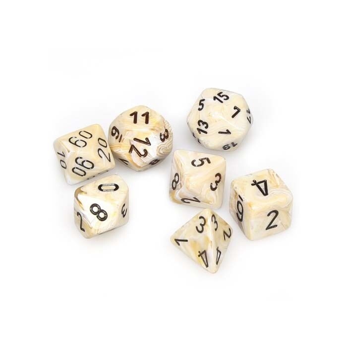 Chessex: Poly 7 Set - Marble - Ivory w/ Black