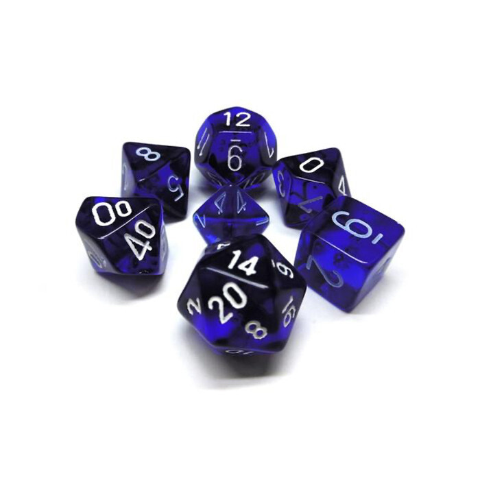 Chessex: Poly 7 Set - Translucent - Blue w/ White