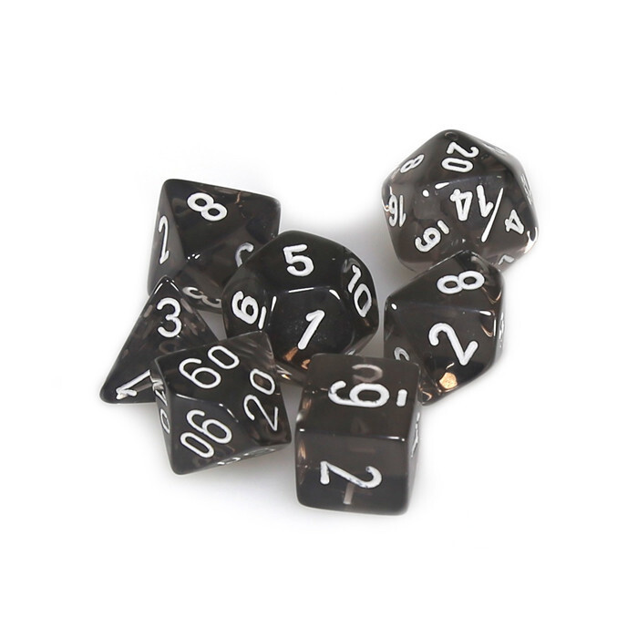 Chessex: Poly 7 Set - Translucent - Smoke w/ White