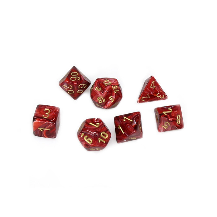 Chessex: Poly 7 Set - Vortex - Burgundy w/ Gold