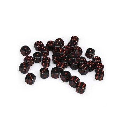 Chessex: 12mm D6 - Opaque - Black w/ Red