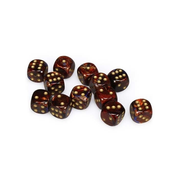 Chessex: 16mm D6 - Scarab - Blue Blood w/ Gold