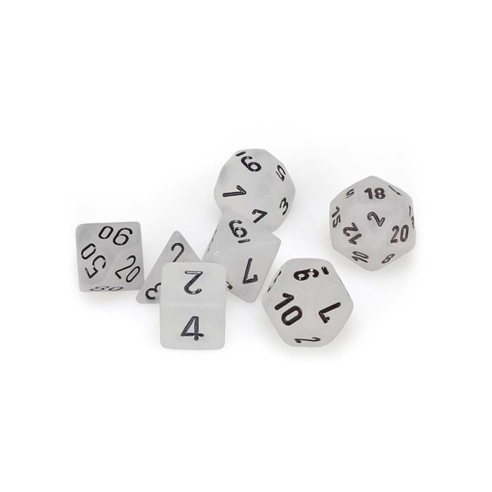 Chessex: Poly 7 Set - Frosted - Clear w/ Black