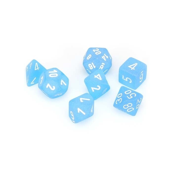 Chessex: Poly 7 Set - Frosted - Caribbean Blue w/ White