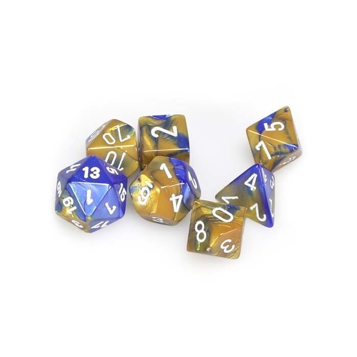 Chessex: Poly 7 Set - Gemini - Blue-Gold w/ White