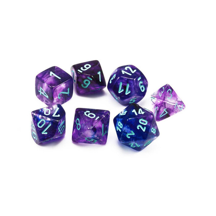 Chessex: Poly 7 Set - Nebula - Nocturnal w/ Blue