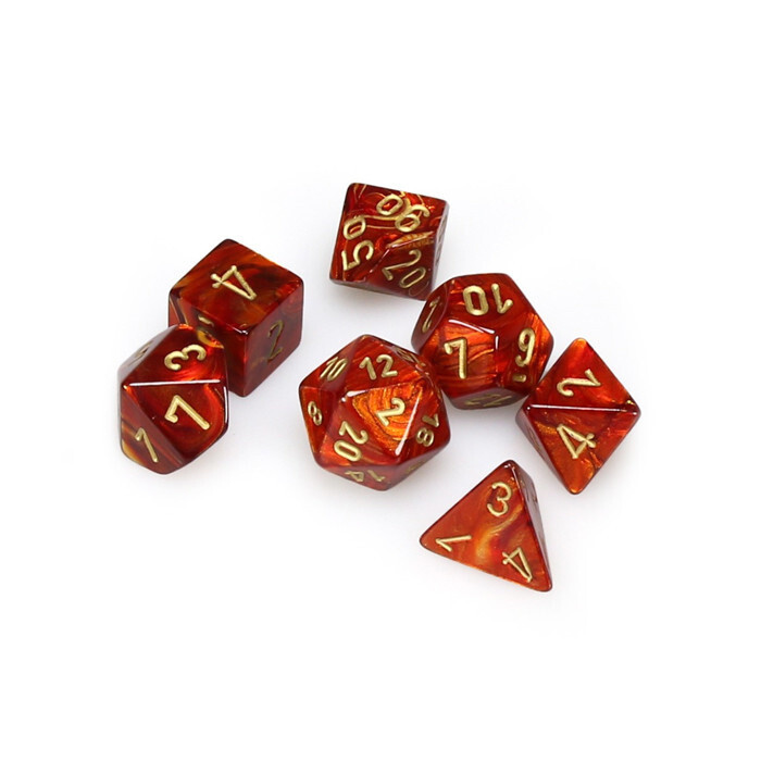 Chessex: Poly 7 Set - Scarab - Scarlet w/ Gold