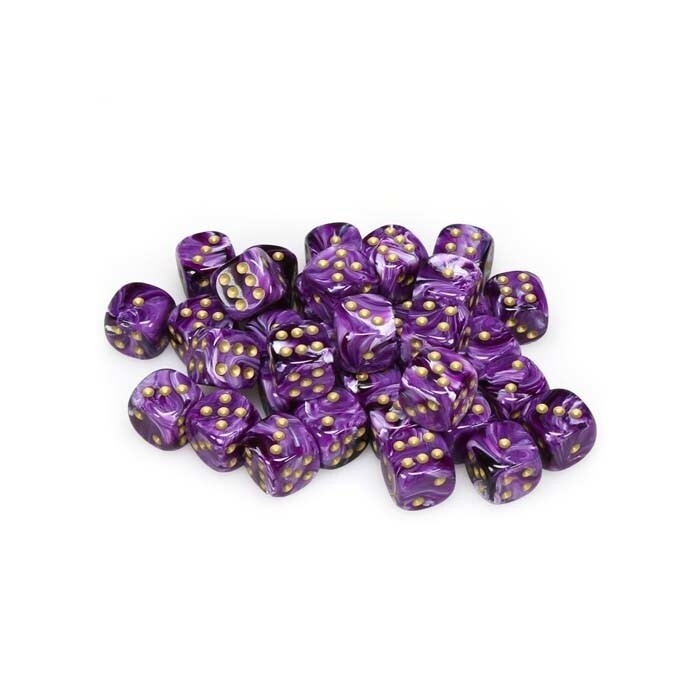 Chessex: 12mm D6 - Vortex - Purple w/ Gold