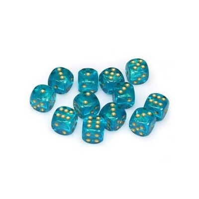 Chessex: 16mm D6 - Borealis - Teal w/ Gold