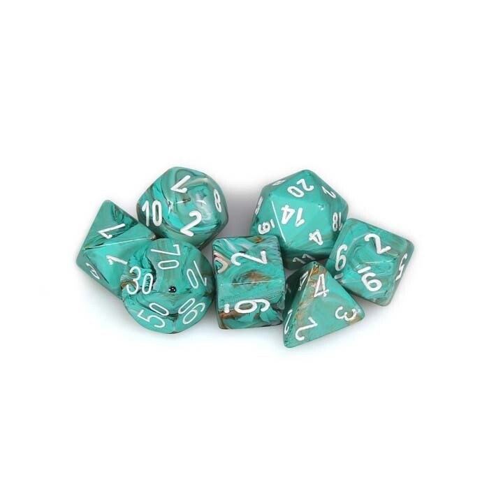 Chessex: Poly 7 Set - Marble - Oxi-Copper w/ White