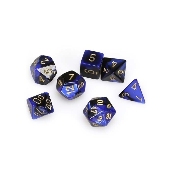 Chessex: Poly 7 Set - Gemini - Black-Blue w/ Gold