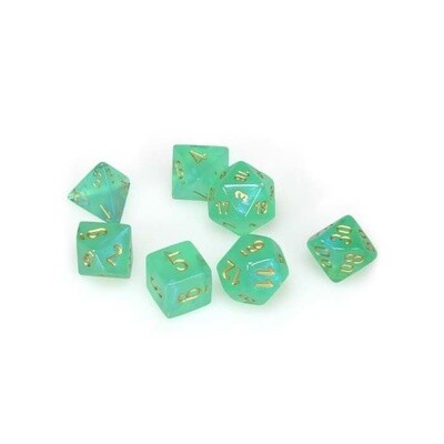 Chessex: Poly 7 Set - Borealis - Light Green w/ Gold