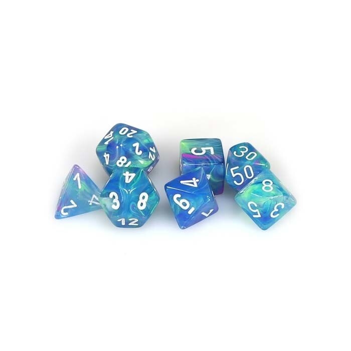 Chessex: Poly 7 Set - Festive - Waterlily w/ White