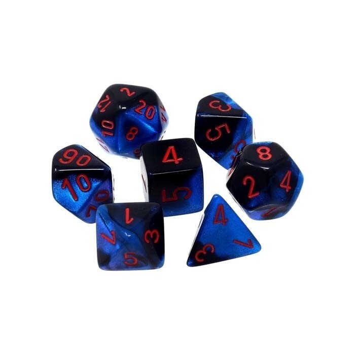 Chessex: Poly 7 Set - Gemini - Black Starlight w/ Red