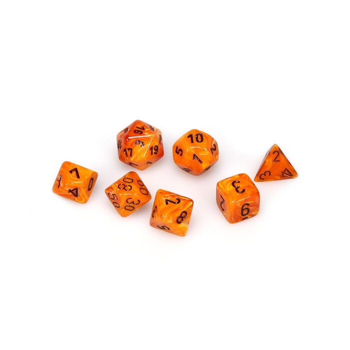 Chessex: Poly 7 Set - Vortex - Orange w/ Black