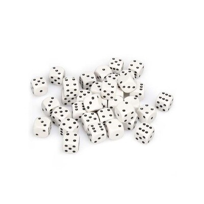 Chessex: 12mm D6 - Opaque - White w/ Black