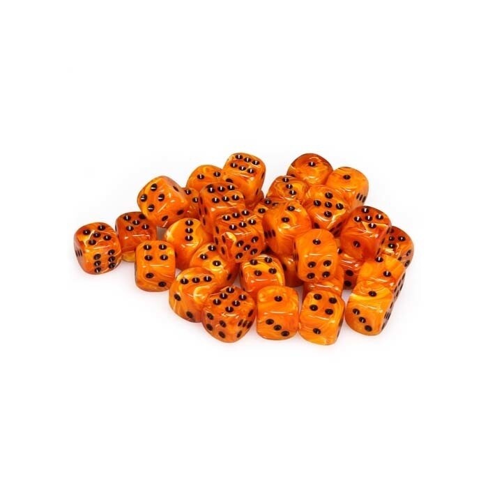 Chessex: 12mm D6 - Vortex - Orange w/ Black