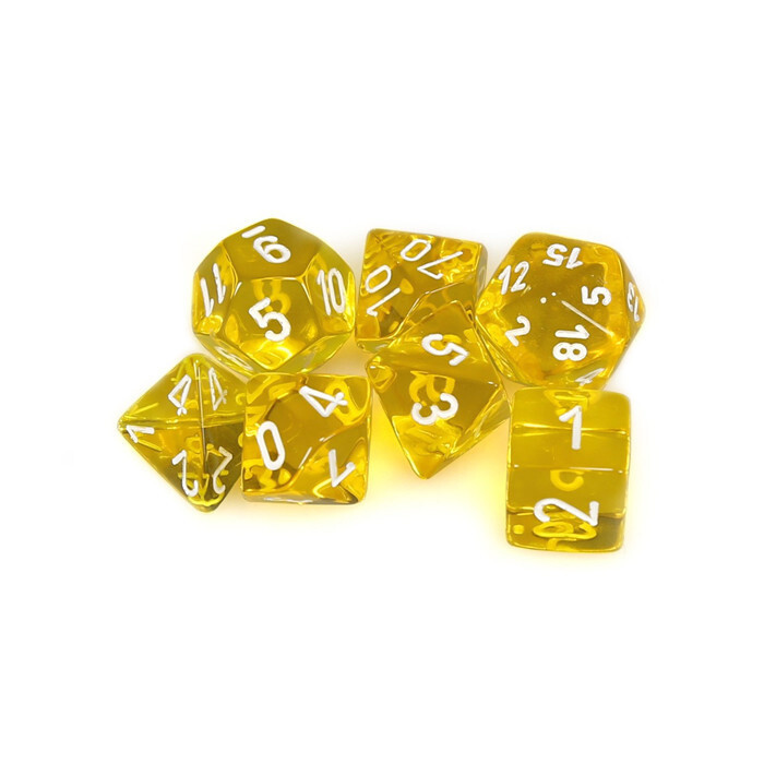 Chessex: Poly 7 Set - Translucent - Yellow w/ White