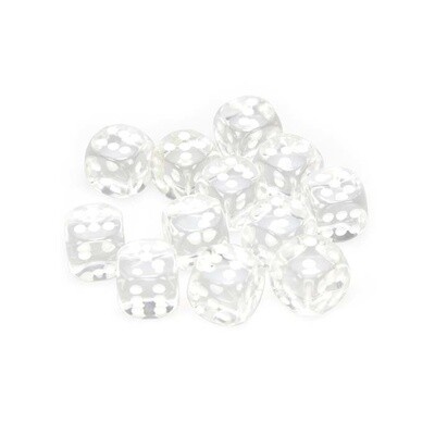 Chessex: 16mm D6 - Translucent - Clear w/ White