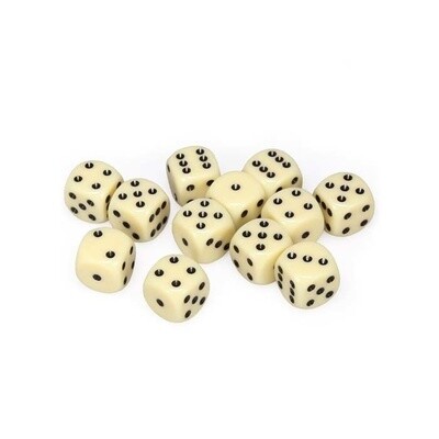 Chessex: 16mm D6 - Opaque - Ivory w/ Black
