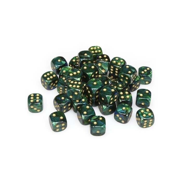 Chessex: 12mm D6 - Scarab - Jade w/ Gold