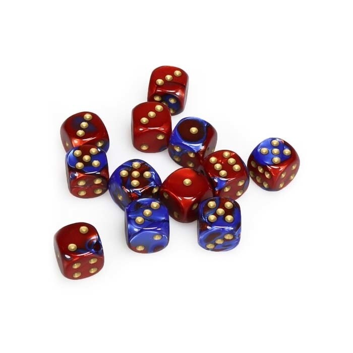 Chessex: 16mm D6 - Gemini - Blue-Red w/ Gold