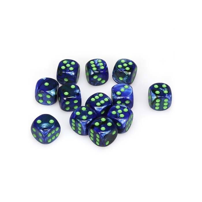 Chessex: 16mm D6 - Lustrous - Dark Blue w/ Green -