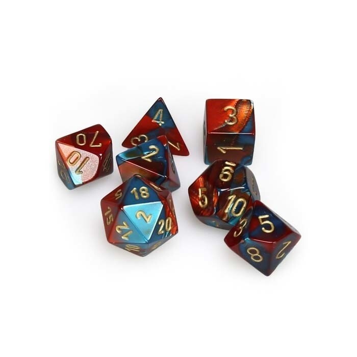 Chessex: Poly 7 Set - Gemini - Red-Teal w/ Gold